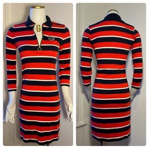 TOMMY HILFIGER Striped Cotton Zip Front Dress